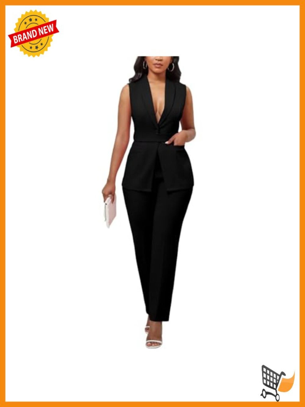 Sleeveless Vest Blazer Pantsuit Set 2 Piece Business Casual Women Suit